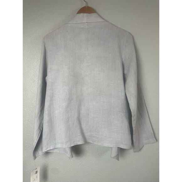 NEW LUCA VANUCCI Italy Linen Jacket Women’s Sz Med Gray Open Front Long Sleeve - Picture 2 of 6